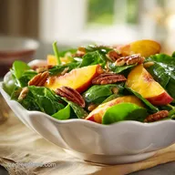 Summer Peach and Pecan Spinach Salad