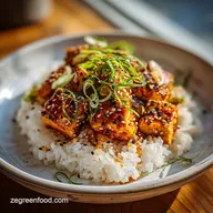 Spicy Tofu Rice Bowl with Garlic and Sesame