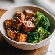 Teriyaki Tofu Bowl with Steamed Broccoli for 4