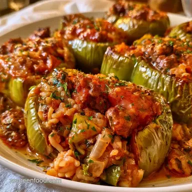 Baked Stuffed Green Peppers with Beef Recipe Card