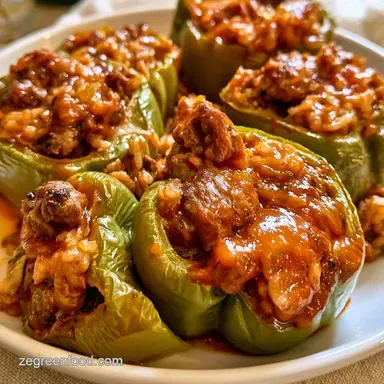 Baked Stuffed Green Peppers with Beef