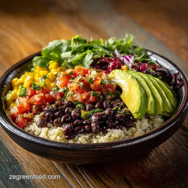 Black Bean Burrito Bowl with Avocado in 25 Minutes