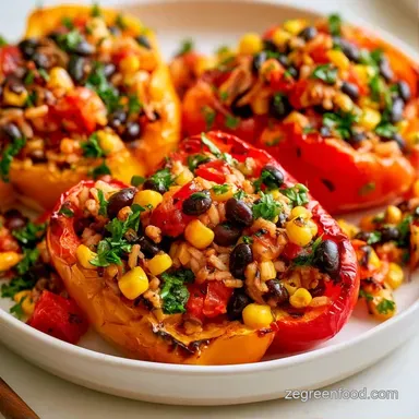 Peppers with Black Beans for 6 Servings Recipe Card
