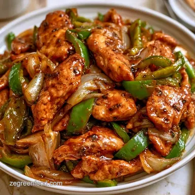Chicken Green Pepper and Onion Stir 30m Recipe Card