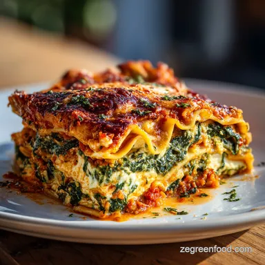 Easy Vegan Lasagna Recipe with Spinach for 8 Recipe Card