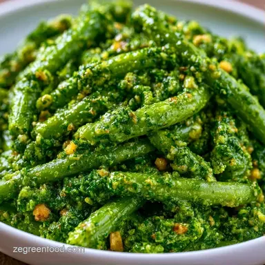 Green Bean Pesto in 15 Minutes Recipe Card