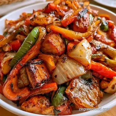 Grilled Peppers and Onions for 4 Servings Recipe Card