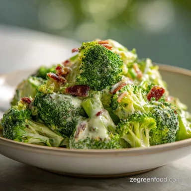 Healthy Broccoli Salad with Creamy Dressing in 15 Min Recipe Card