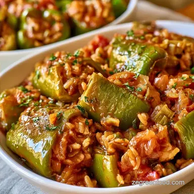 Healthy Stuffed Green Peppers with Rice