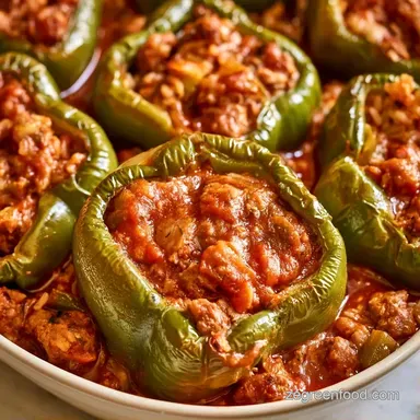 Italian Stuffed Green Peppers for 4 Recipe Card