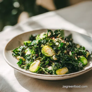 Kale and Brussels Sprouts Salad Recipe in 20 Min Recipe Card