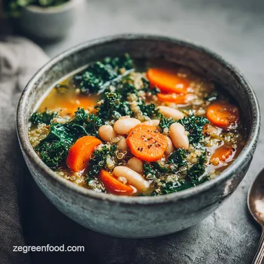 Kale Quinoa White Bean Soup: Velvety