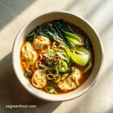 Kimchi and Dumpling Noodle Soup in 25 Minutes Recipe Card