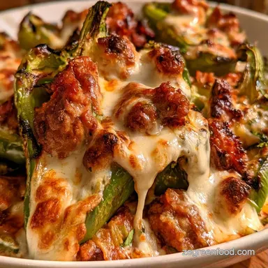 Mozzarella Stuffed Green Peppers for 6 Recipe Card