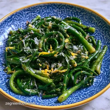 Oven Roasted Garlic Scapes with Parmesan Recipe Card