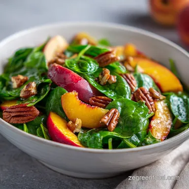 Summer Peach Spinach Salad in 20 Minutes Recipe Card