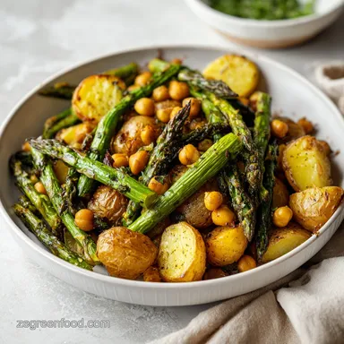 Potato Asparagus Chickpea Sheet Pan Dinner for 4 Servings Recipe Card