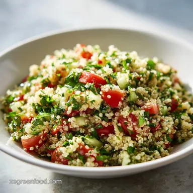 Quinoa Hemp Tabbouleh for 4 Servings with Fresh Herbs Recipe Card