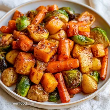 Roasted Fall Vegetables for 8 Servings Recipe Card