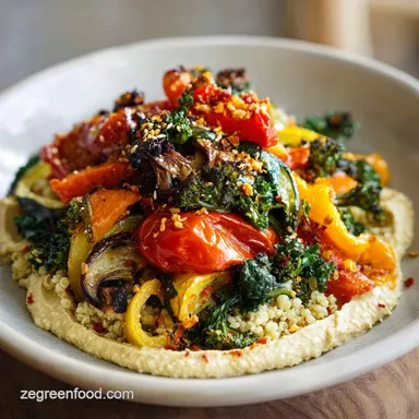 Roasted Veggie Grain Bowl with Hummus (45 Min)