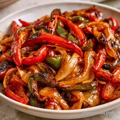 Saut&eacute;ed Green and Red Peppers for 4 Recipe Card