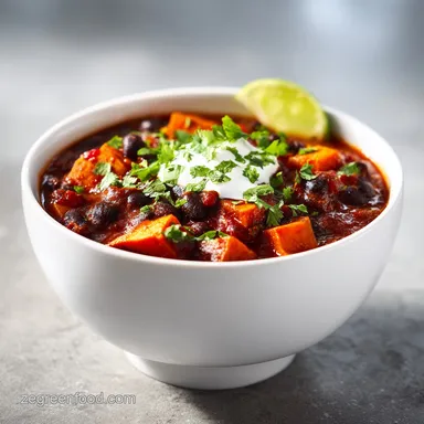 Smoky Sweet Potato Bean Chili in 50 Minutes Recipe Card