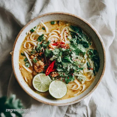 Spicy Lemongrass Coconut Noodle Soup for 4 Servings Recipe Card