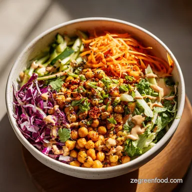 Spicy Peanut Buddha Bowl Recipe with Chicken in 35 Mins Recipe Card