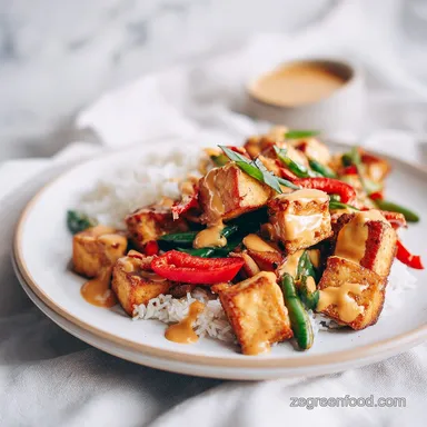 Stir Fried Tofu with Peanut Sauce for 4 Servings Recipe Card