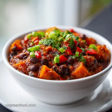 Sweet Potato Bean Chili for 6 Servings Recipe Card