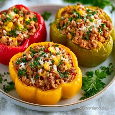 Turkey Stuffed Peppers with Rice Recipe Card