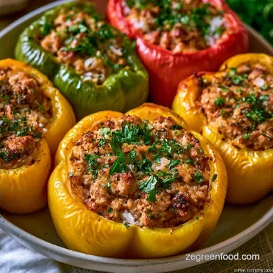 Turkey Stuffed Peppers with Rice