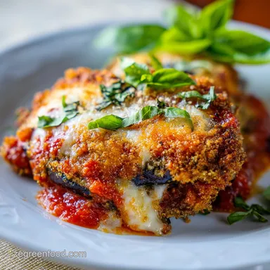 Crispy Baked Eggplant Parmesan Vegan for 4 Servings Recipe Card
