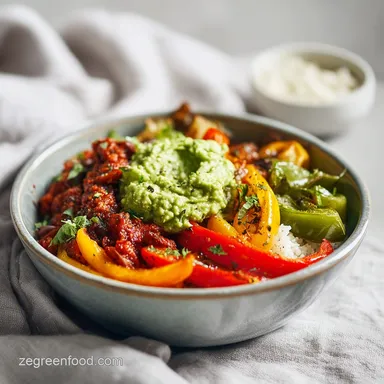 Vegan Fajita Bowl with Guacamole Recipe for 4 Recipe Card