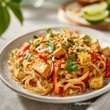 Vegan Pad Thai with Tofu in 25 Minutes Recipe Card