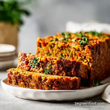 Vegetable Lentil Loaf: A Savory Plant-Based Roast for 8 Servings Recipe Card