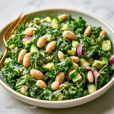 White Bean Kale Salad Recipe Card