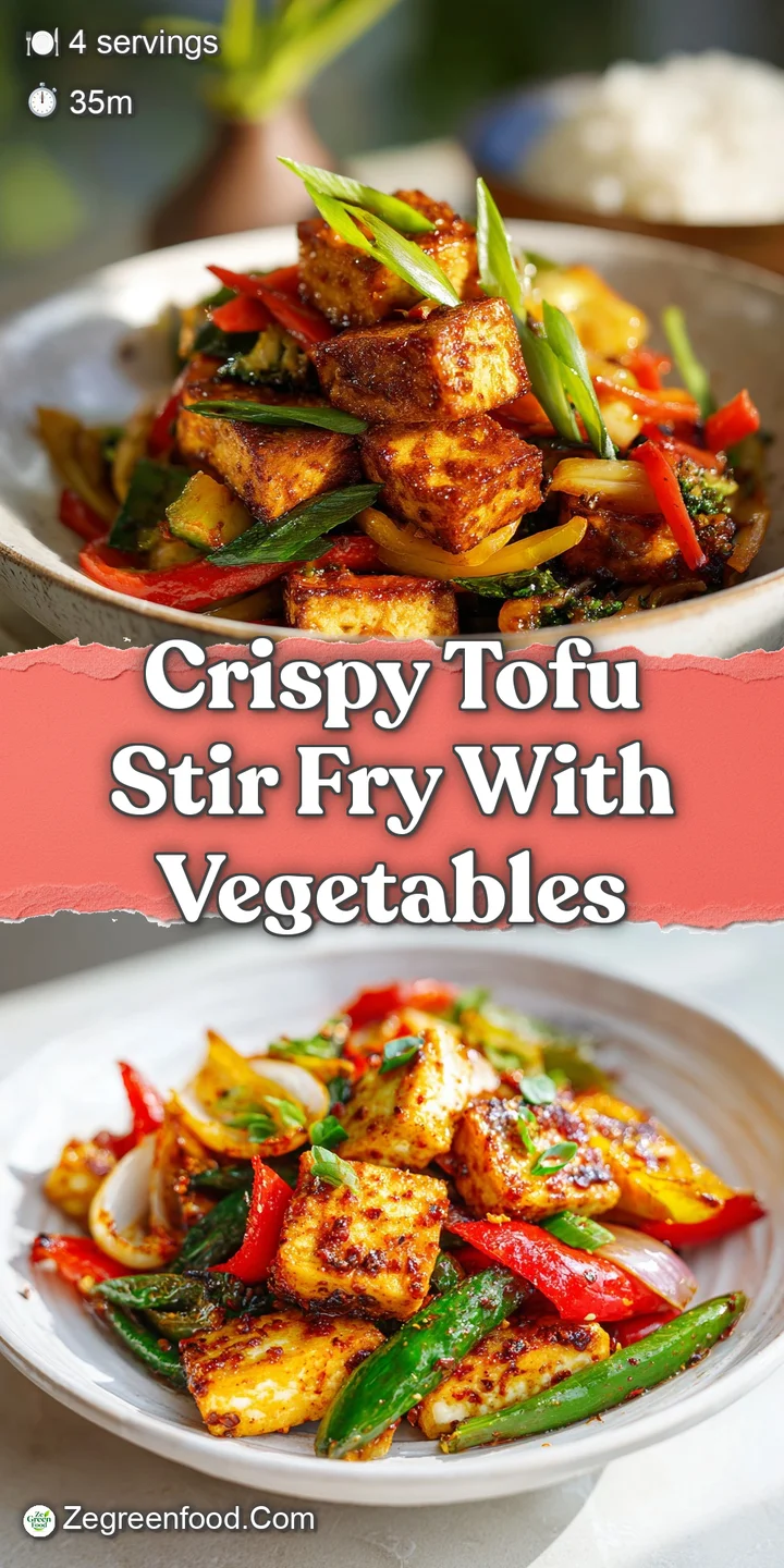Close-up reveals the glossy, slightly caramelized texture of crispy tofu amidst vibrant, tender-crisp vegetables in savory...