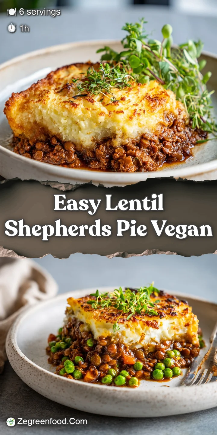 Close-up shot of a rustic lentil shepherd's pie, steam rising, showing the chunky texture of the filling and the carameliz...