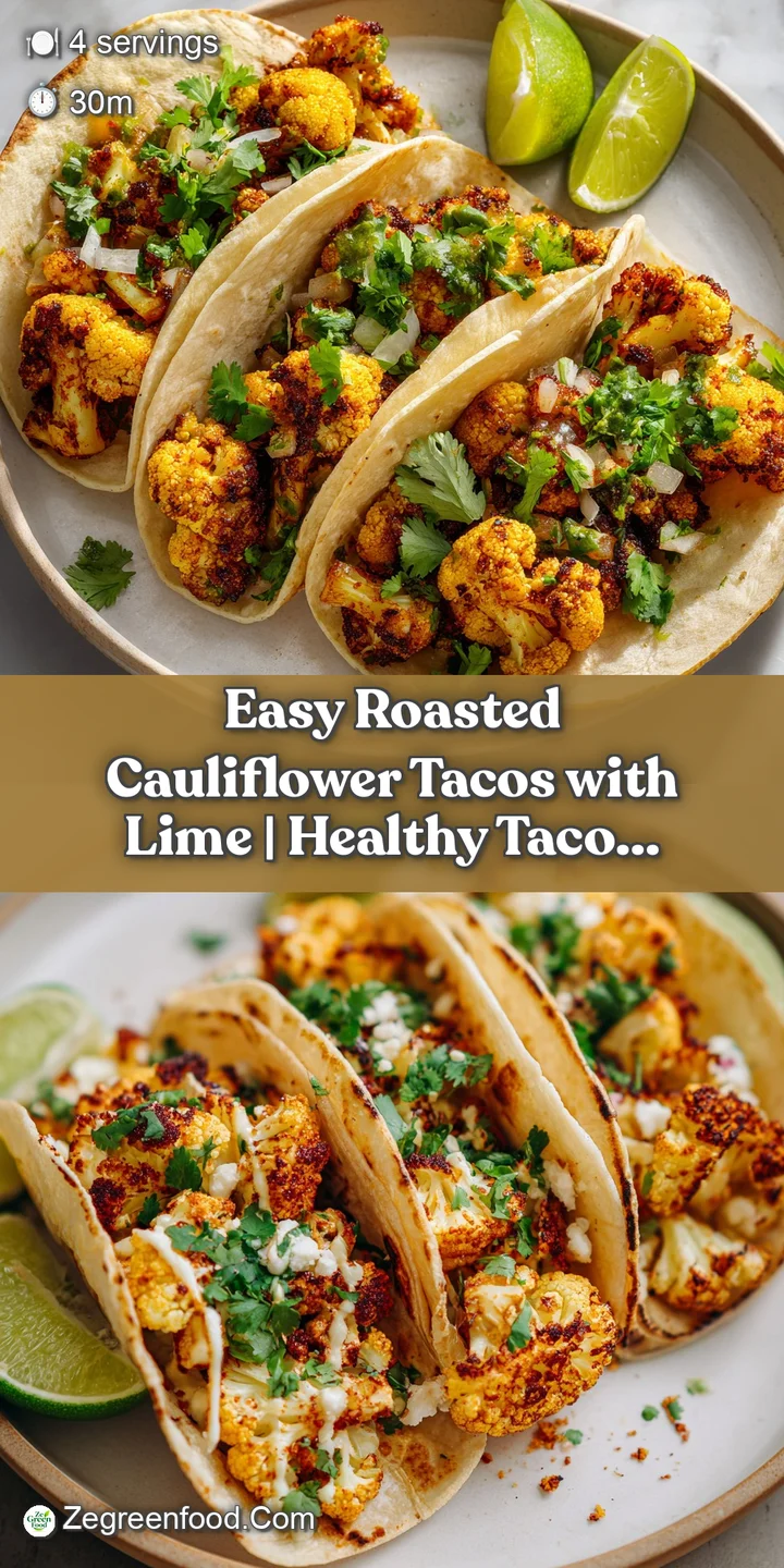 Close-up of tender, caramelized cauliflower filling a soft taco, glistening with lime juice and fresh cilantro.