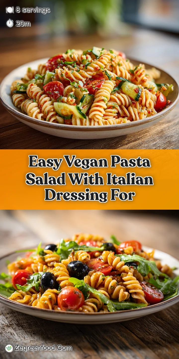 Close-up of a pasta salad featuring twirls of rotini coated in a light dressing, surrounded by vibrant fresh vegetables.