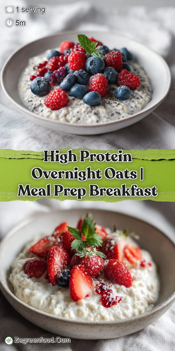 Close-up of creamy overnight oats with plump, juicy blueberries and a dusting of chia seeds. Ready to eat.