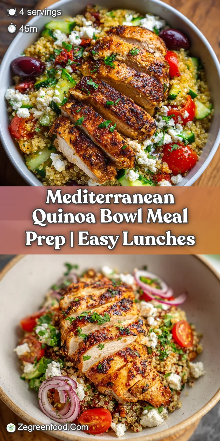 Close-up of a Mediterranean quinoa bowl, showcasing the textures of fluffy quinoa, crisp cucumbers, and sun-dried tomatoes.