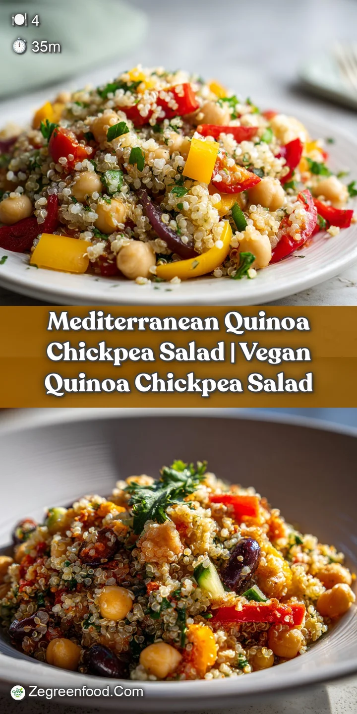 Close-up of fluffy quinoa mixed with tender chickpeas and finely chopped fresh herbs.