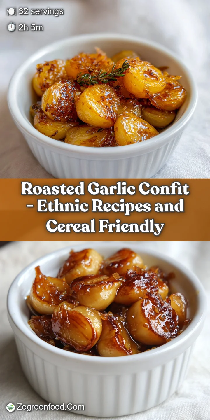 Close-up of plump, deeply golden garlic cloves, their skins slightly caramelized, nestled in fragrant oil.