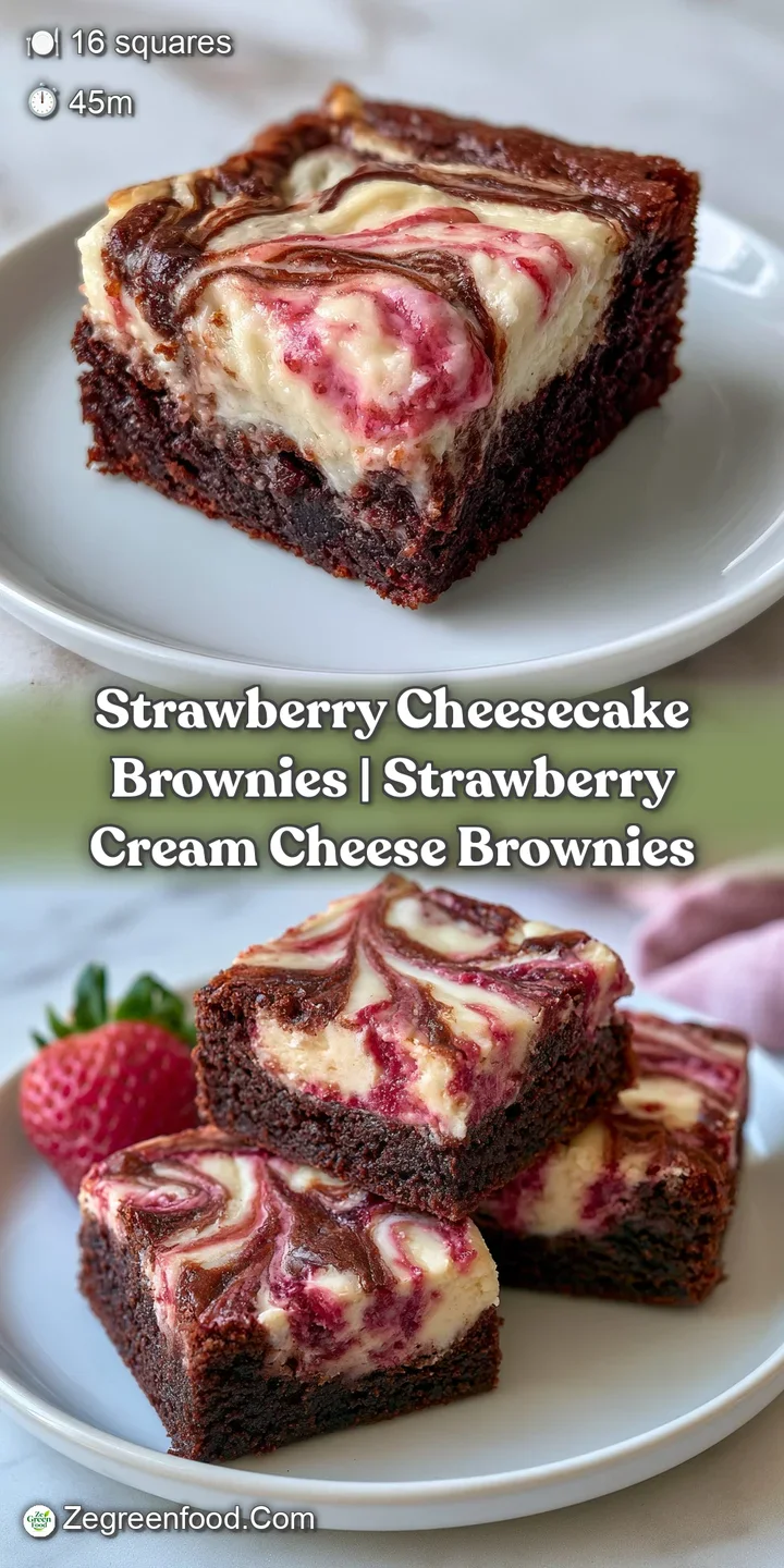 Macro shot of a fudgy chocolate layer with a velvety cream cheese swirl and a glossy, bright red strawberry slice