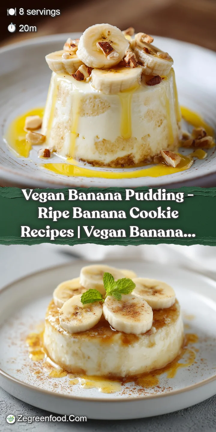 Silky smooth vegan banana pudding, layered with golden banana rounds and a fluffy white topping.