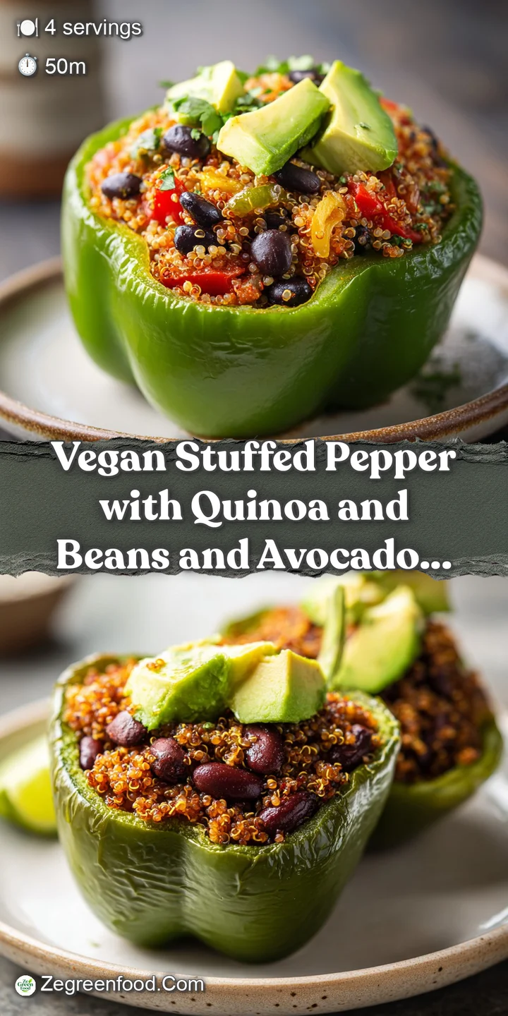 Close-up of a juicy, roasted bell pepper overflowing with a steamy, colorful quinoa and vegetable medley.