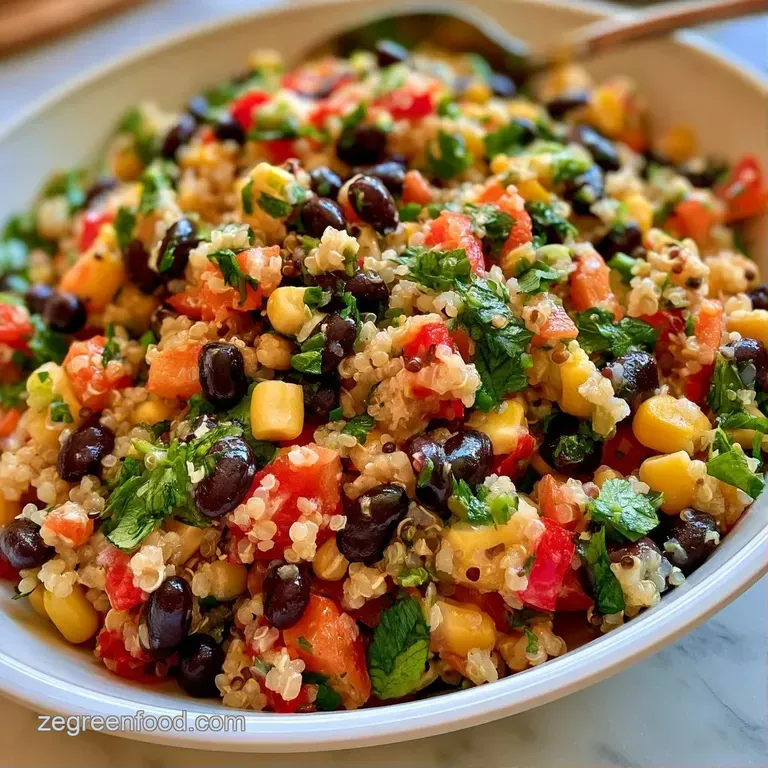 Elegantly plated colorful grain salad with a lime slice and cilantro garnish on a modern matte grey dinner plate.