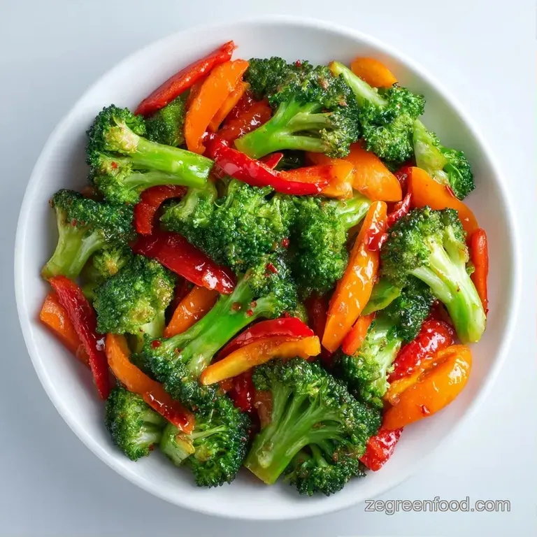 Colorful saut&eacute;ed vegetables glistening with glaze, served over fluffy white rice in a minimalist ceramic bowl.